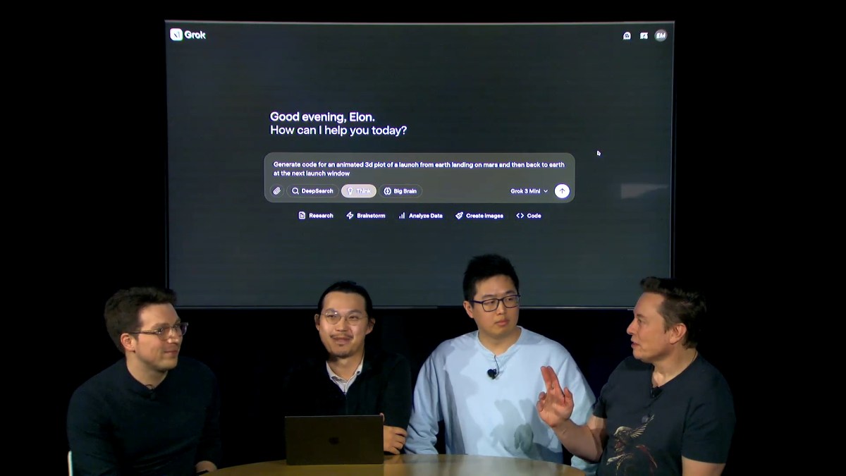 Elon Musk et xAI lors de l'annonce de Grok 3. // Source : xAI Elon Musk et xAI lors de l'annonce de Grok 3. // Source : xAI