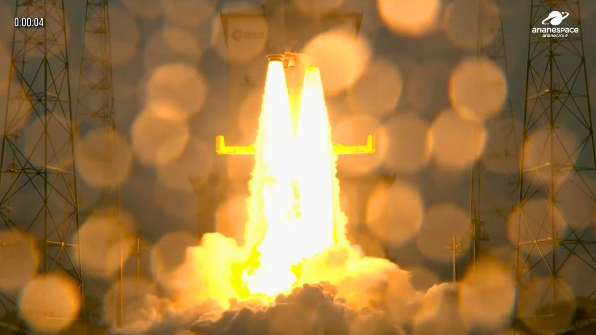 Décollage de la fusée, ce 6 mars 2025. // Source : Capture YouTube CNES Décollage de la fusée, ce 6 mars 2025. // Source : Capture YouTube CNES