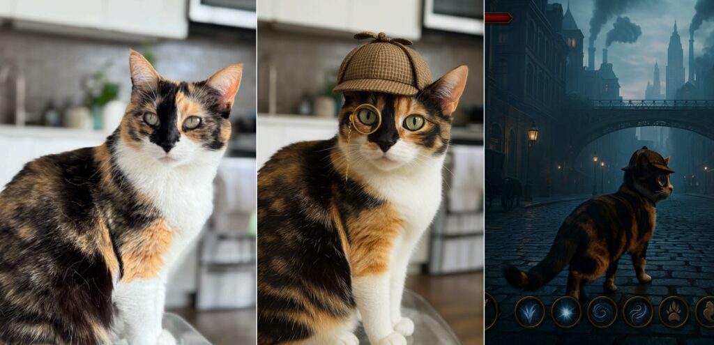 La photo originale à gauche, l'ajout de l'animal dans un jeu vidéo à droite La photo originale à gauche, l'ajout de l'animal dans un jeu vidéo à droite