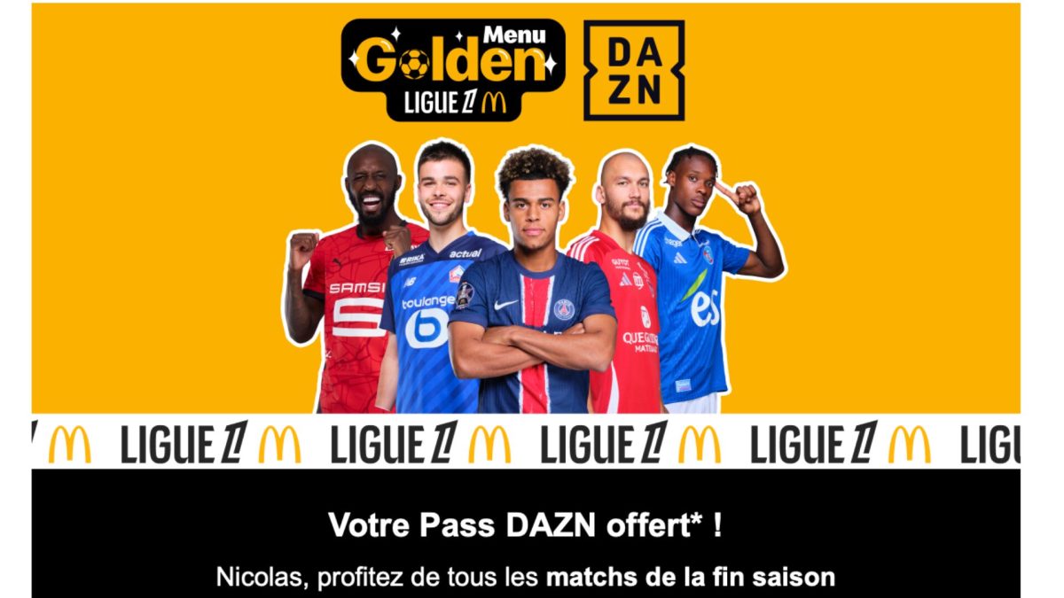 L'offre DAZN Ligue 1 avec McDonald's // Source : Capture Numerama L'offre DAZN Ligue 1 avec McDonald's // Source : Capture Numerama