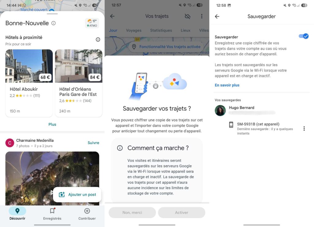 Comment vérifier que Google Maps enregistre ses trajets sur son smartphone // Source : Numerama Comment vérifier que Google Maps enregistre ses trajets sur son smartphone // Source : Numerama