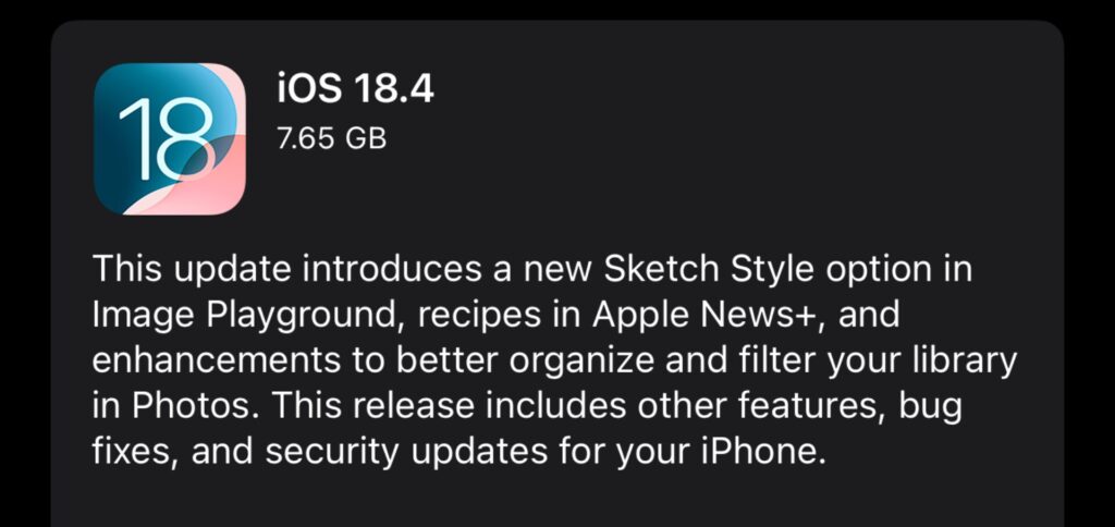 Prévoyez de la place pour installer Apple Intelligence.