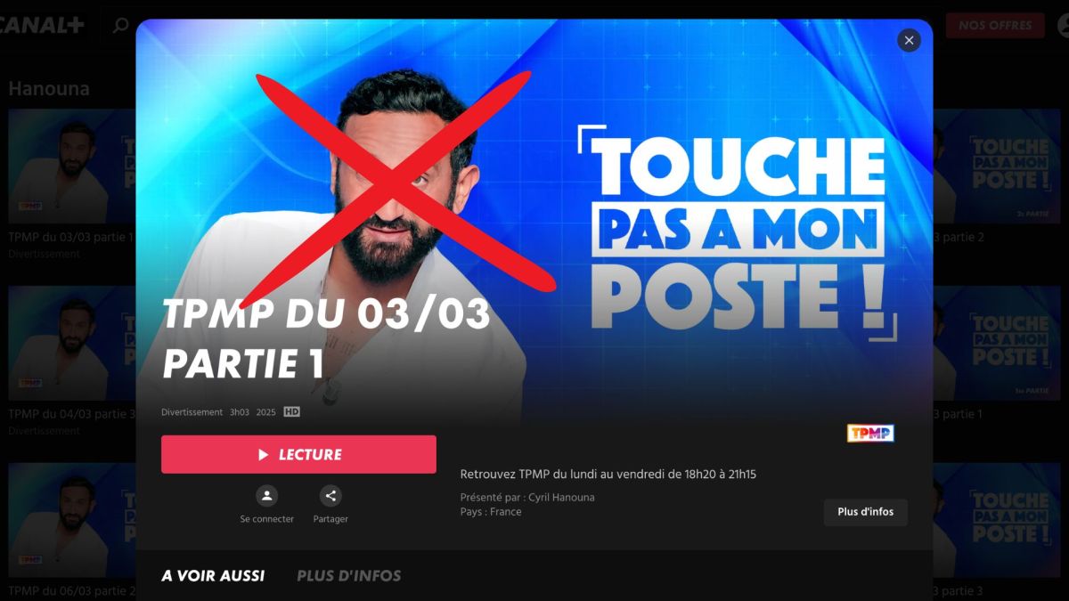 Une extension pour retirer « Touche pas à mon poste » de Canal+ // Source : Montage Numerama Une extension pour retirer « Touche pas à mon poste » de Canal+ // Source : Montage Numerama