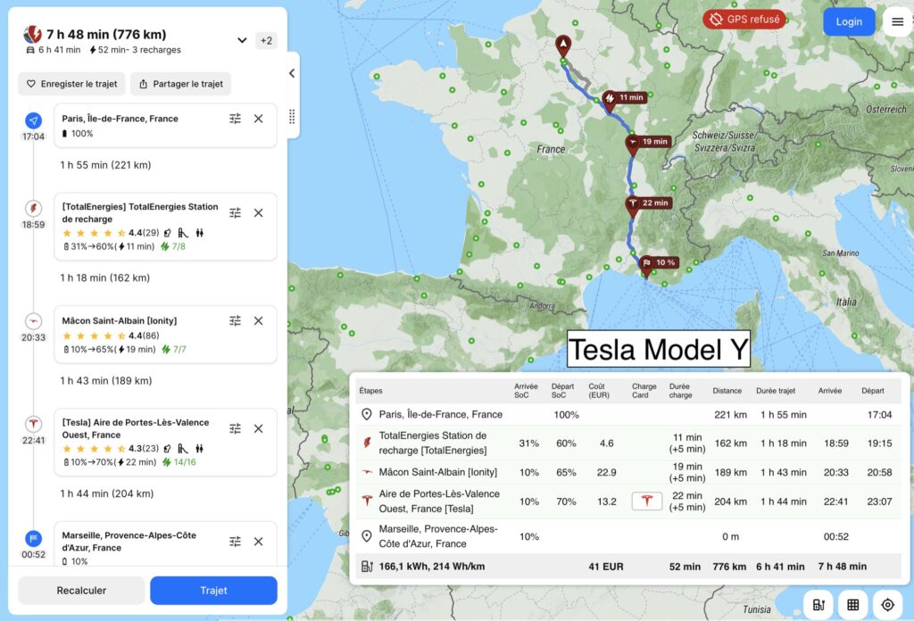 Plus de 50 minutes de charge en Model Y, mais une consommation plus basse