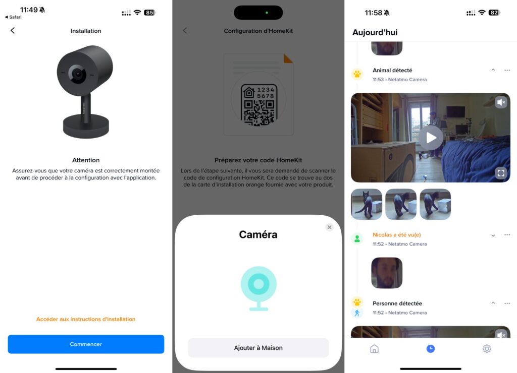 La configuration de la caméra Netatmo sur iPhone.