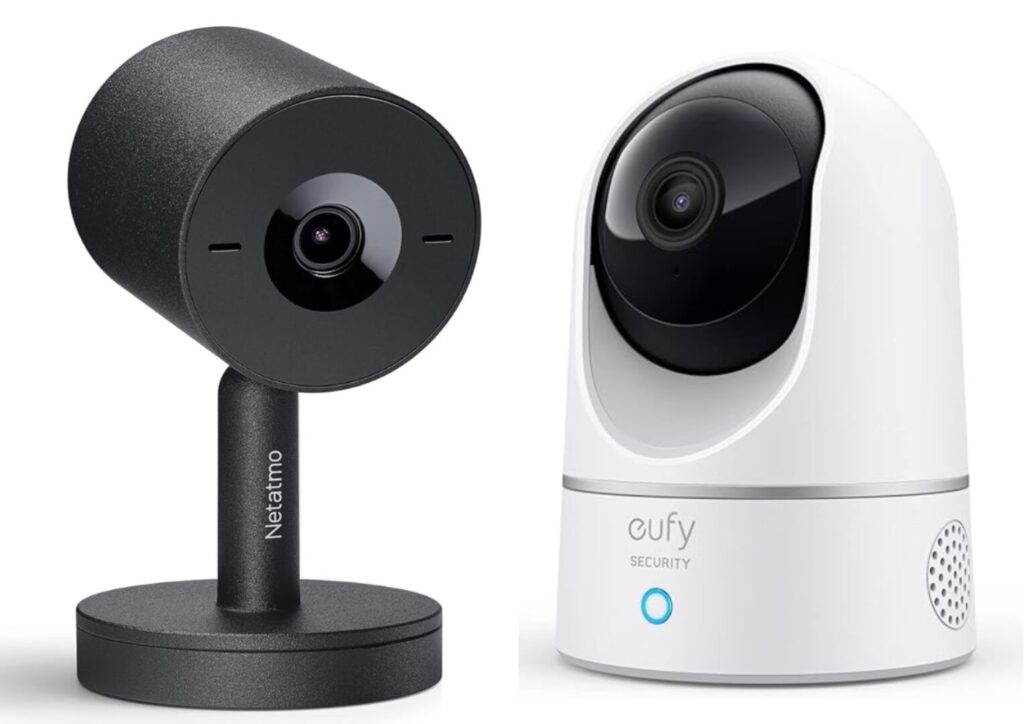 Netatmo à gauche, Eufy à droite. On peut acheter 8 caméras chinoises avec le prix de la Netatmo.