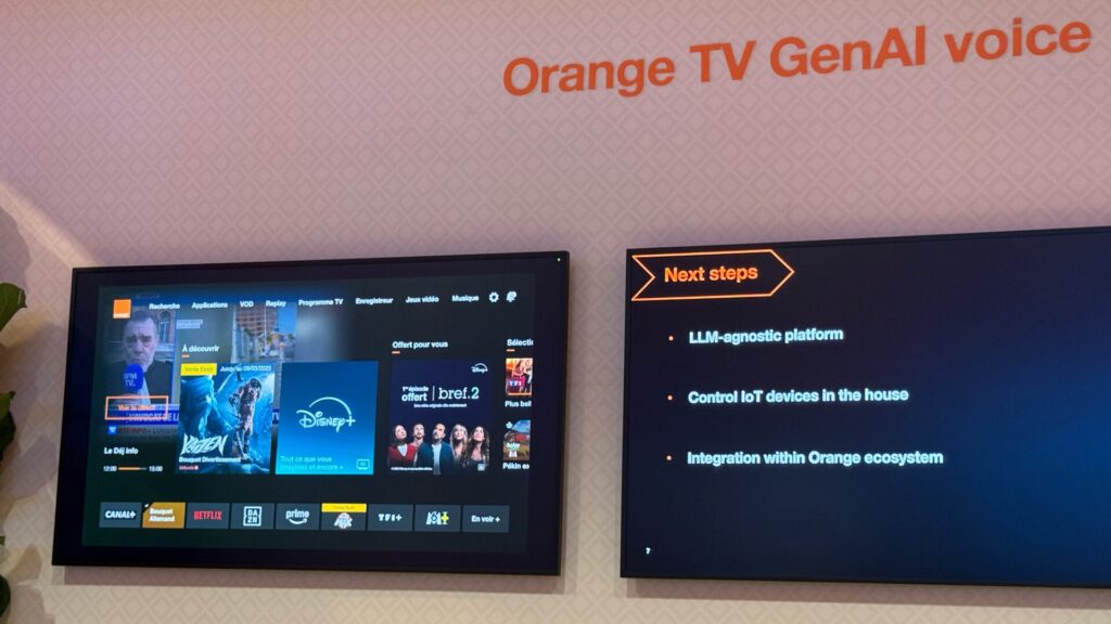 Sur son stand, Orange met en avant un assistant vocal intégré à ses Livebox. // Source : Numerama Sur son stand, Orange met en avant un assistant vocal intégré à ses Livebox. // Source : Numerama