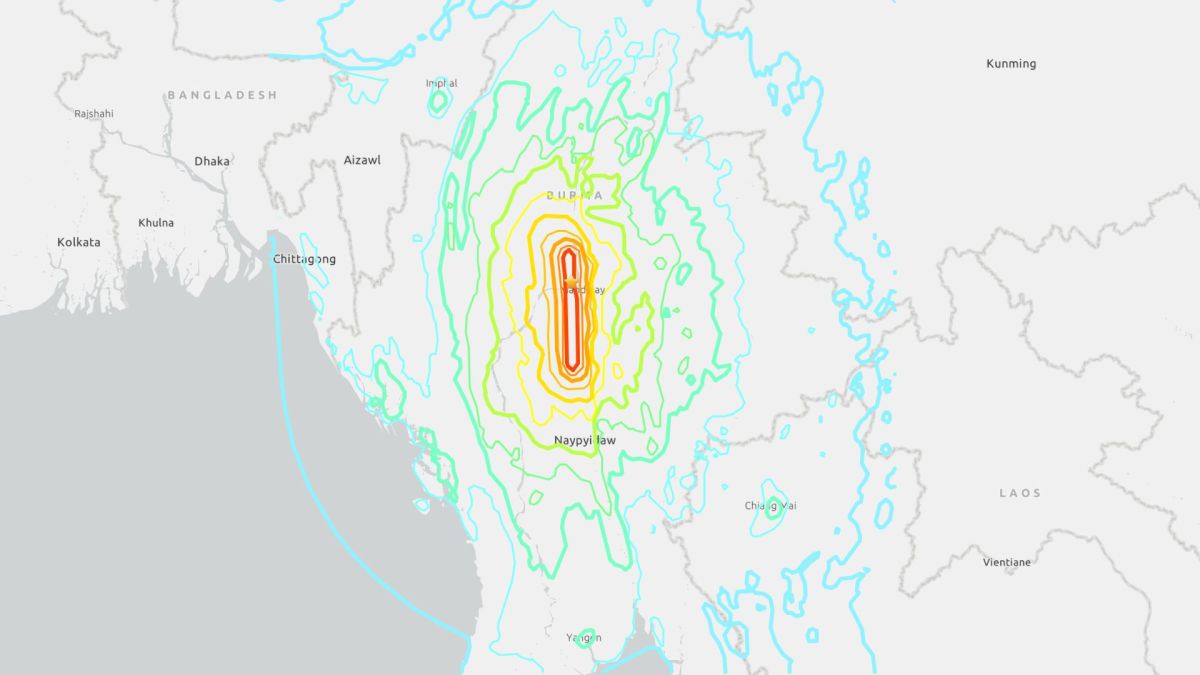 Détection du séisme en Birmanie. // Source : USGS, capture d'écran Numerama Détection du séisme en Birmanie. // Source : USGS, capture d'écran Numerama
