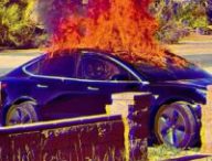 Des activistes cherchent à bruler des Tesla. // Source : WJLA Des activistes cherchent à bruler des Tesla. // Source : WJLA