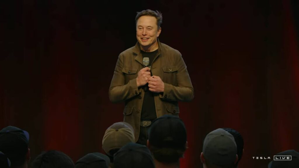 Elon Musk lors du Tesla All-Hands | Q1 2025 // Source : Tesla live Elon Musk lors du Tesla All-Hands | Q1 2025 // Source : Tesla live