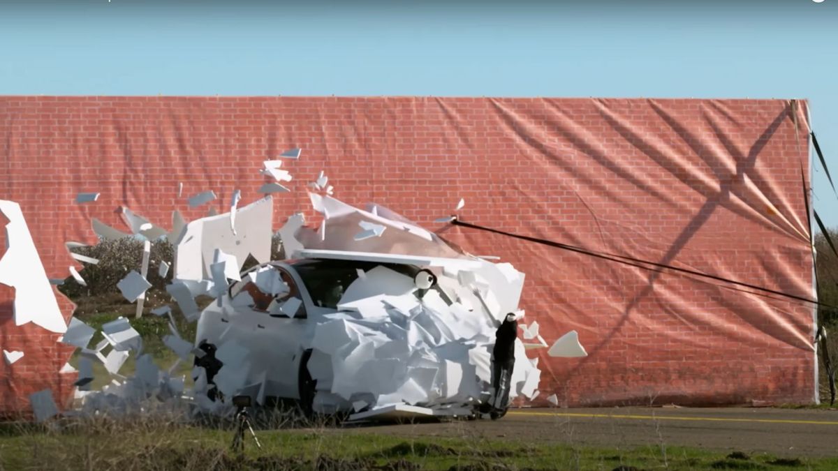 L'Autopilot Tesla testé par un youtubeur américain // Source : Mark Rober via YouTube L'Autopilot Tesla testé par un youtubeur américain // Source : Mark Rober via YouTube