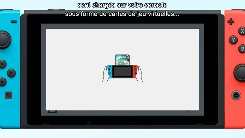L'installation d'une carte de jeu virtuelle sur une Switch, après son achat. L'installation d'une carte de jeu virtuelle sur une Switch, après son achat.