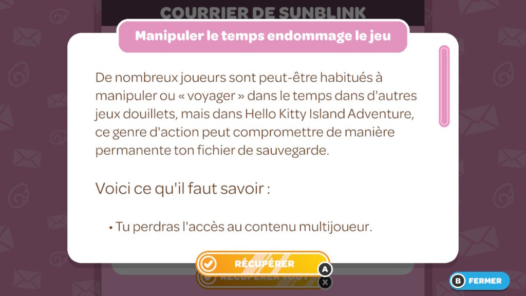 Le jeu nous prévient dès le début : le triche n'est pas recommandée // Source : Capture Numerama Le jeu nous prévient dès le début : le triche n'est pas recommandée // Source : Capture Numerama