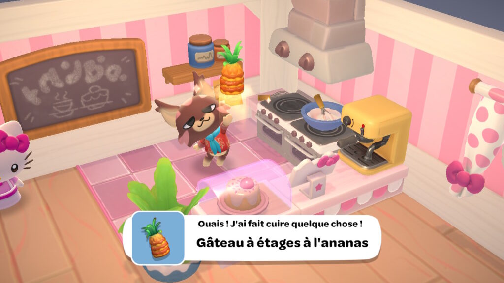Dans la cuisine de Hello Kitty, vous pourrez préparer des bons petits plats à offrir à vos amis // Source : Capture Numerama Dans la cuisine de Hello Kitty, vous pourrez préparer des bons petits plats à offrir à vos amis // Source : Capture Numerama