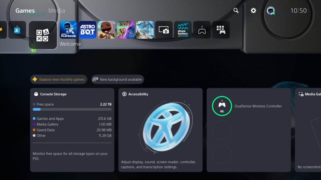 L'interface PS1 pour la PS5 // Source : Sony L'interface PS1 pour la PS5 // Source : Sony
