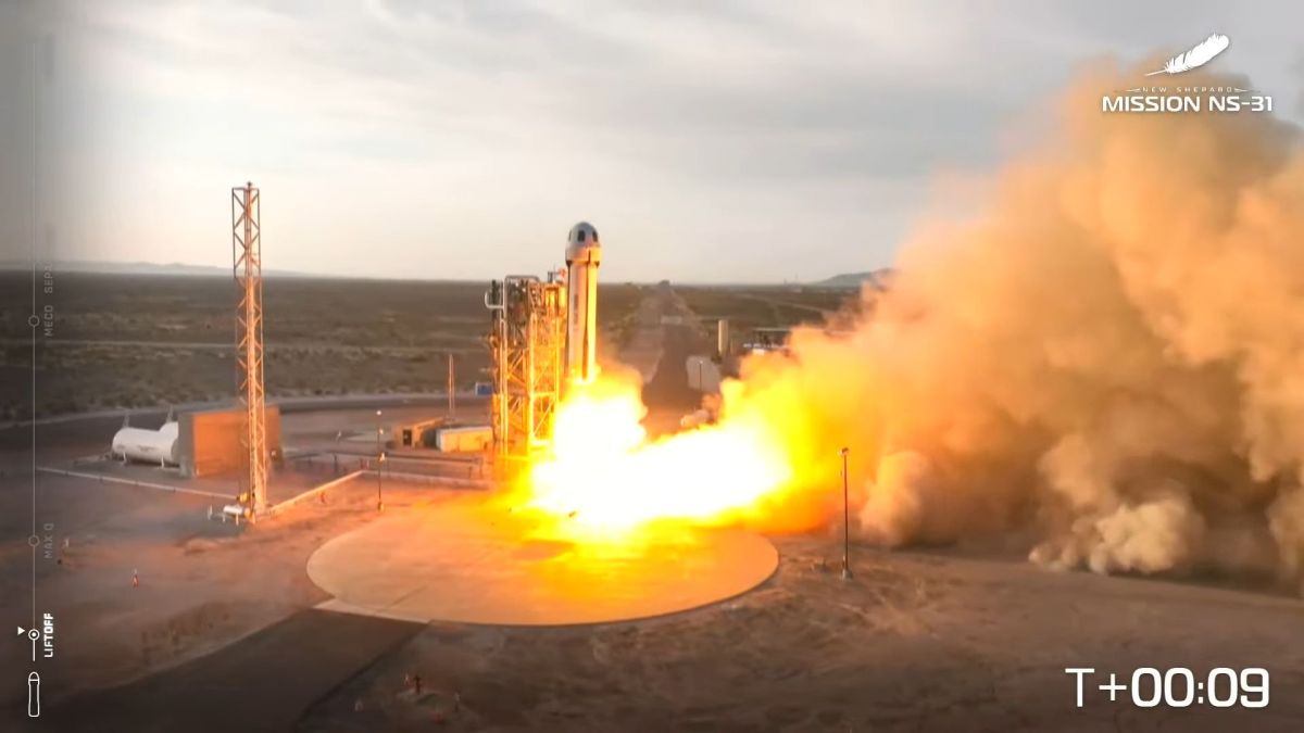 Décollage ! // Source : Capture d'écran YouTube Blue Origin Décollage ! // Source : Capture d'écran YouTube Blue Origin