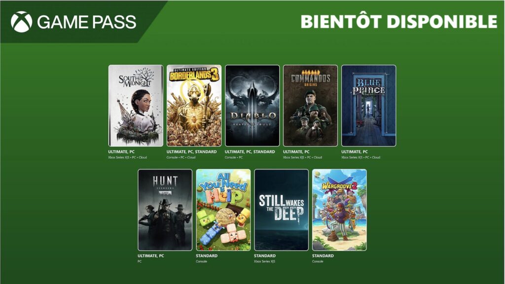 Xbox Game Pass en avril 2025 // Source : Microsoft