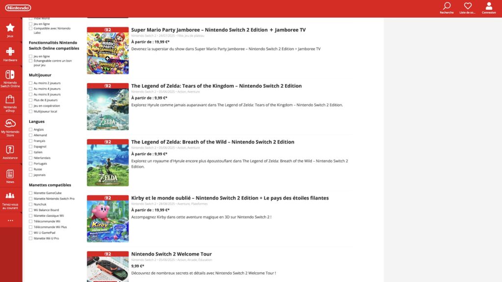 Les mises à niveau des jeux Switch sur Switch 2 // Source : Nintendo Les mises à niveau des jeux Switch sur Switch 2 // Source : Nintendo
