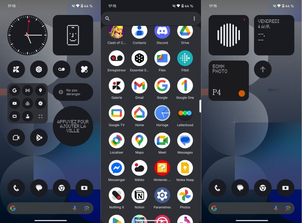 Un aperçu de l'interface Nothing OS // Source : Numerama