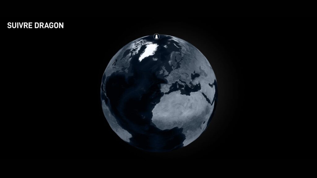 Animation de Fram2 sur l'orbite polaire // Source : SpaceX Animation de Fram2 sur l'orbite polaire // Source : SpaceX