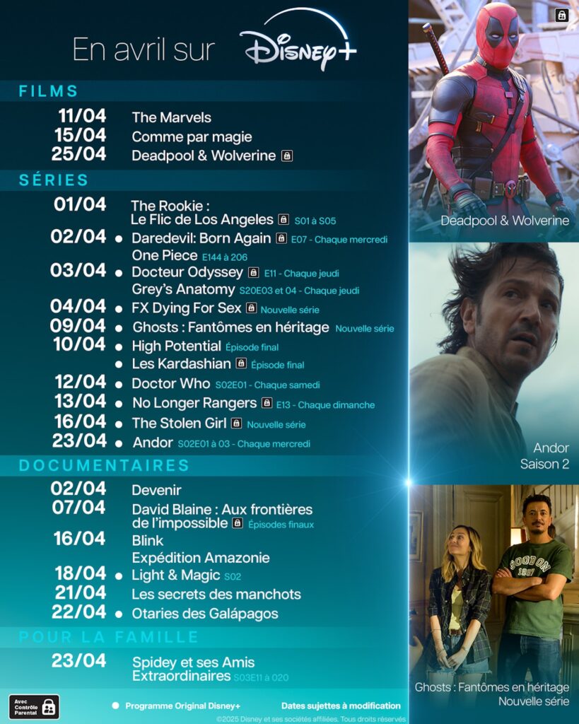 Disney+ en avril 2025 // Source : Disney+