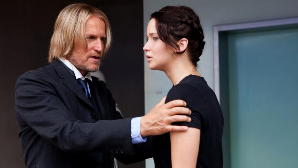 Haymitch Abernathy dans le premier film Hunger Games. // Source : Lionsgate Haymitch Abernathy dans le premier film Hunger Games. // Source : Lionsgate