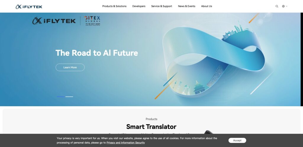 Le site d'iFlytek // Source : capture Numerama Le site d'iFlytek // Source : capture Numerama