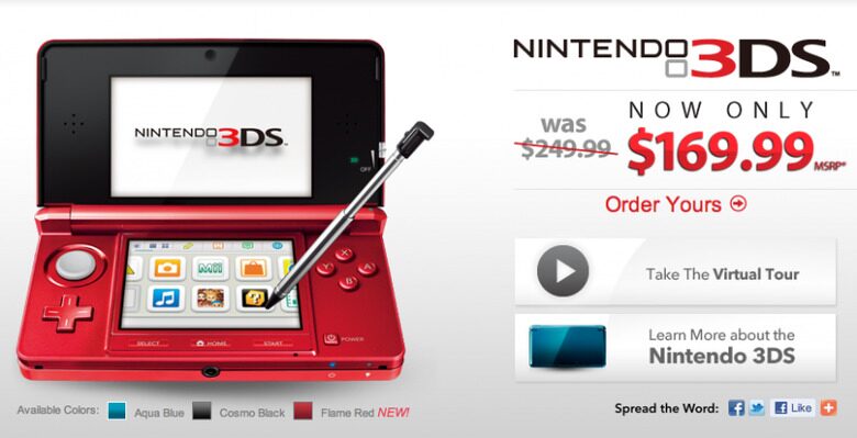 Une publicité pour la baisse de prix de la 3DS en 2011. Une publicité pour la baisse de prix de la 3DS en 2011.