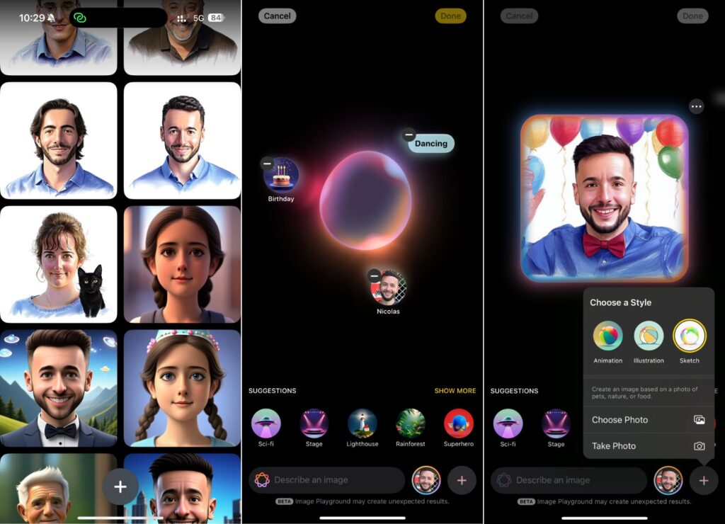 Image Playgrounds dans iOS 18.4.