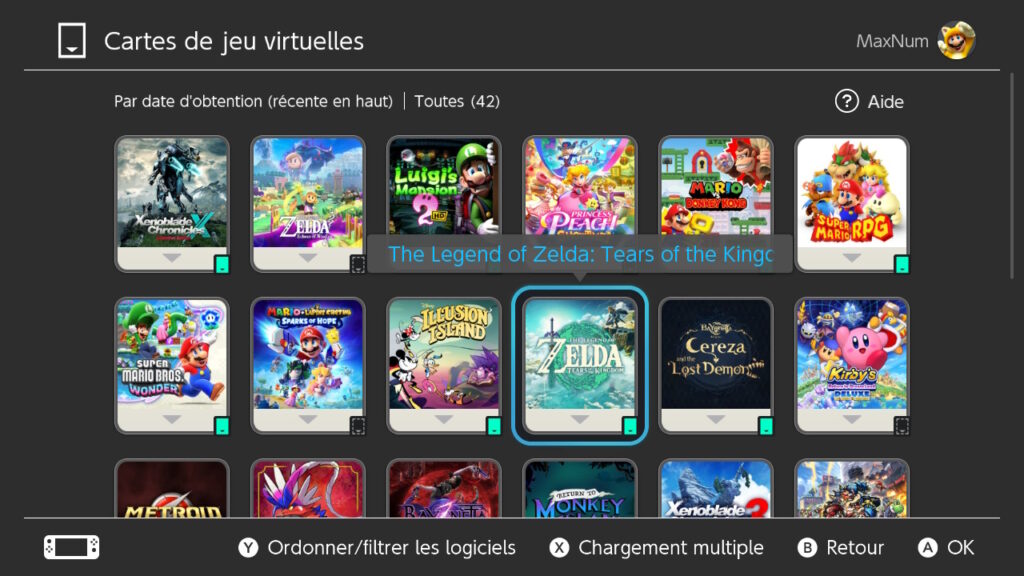 L'interface des cartes de jeu virtuelles sur Switch 1. L'interface des cartes de jeu virtuelles sur Switch 1.