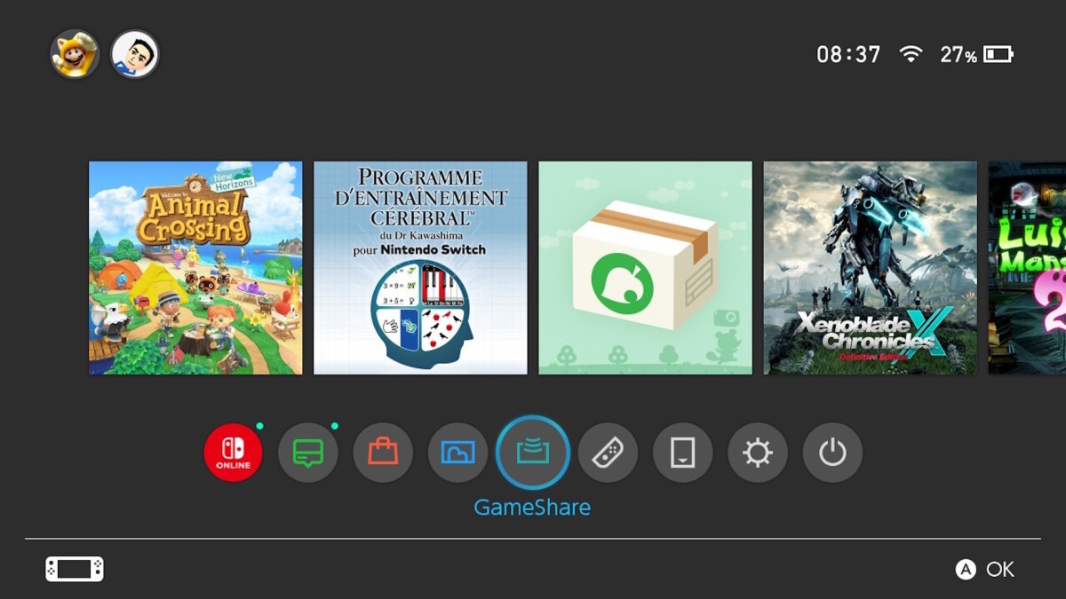 Le logo de la fonctionnalité GameShare // Source : Capture Switch Le logo de la fonctionnalité GameShare // Source : Capture Switch