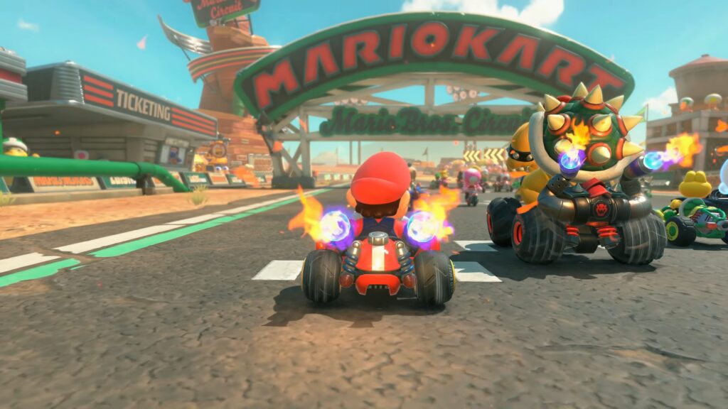 La grille de départ d'une course de « Mario Kart World » // Source : Nintendo La grille de départ d'une course de « Mario Kart World » // Source : Nintendo