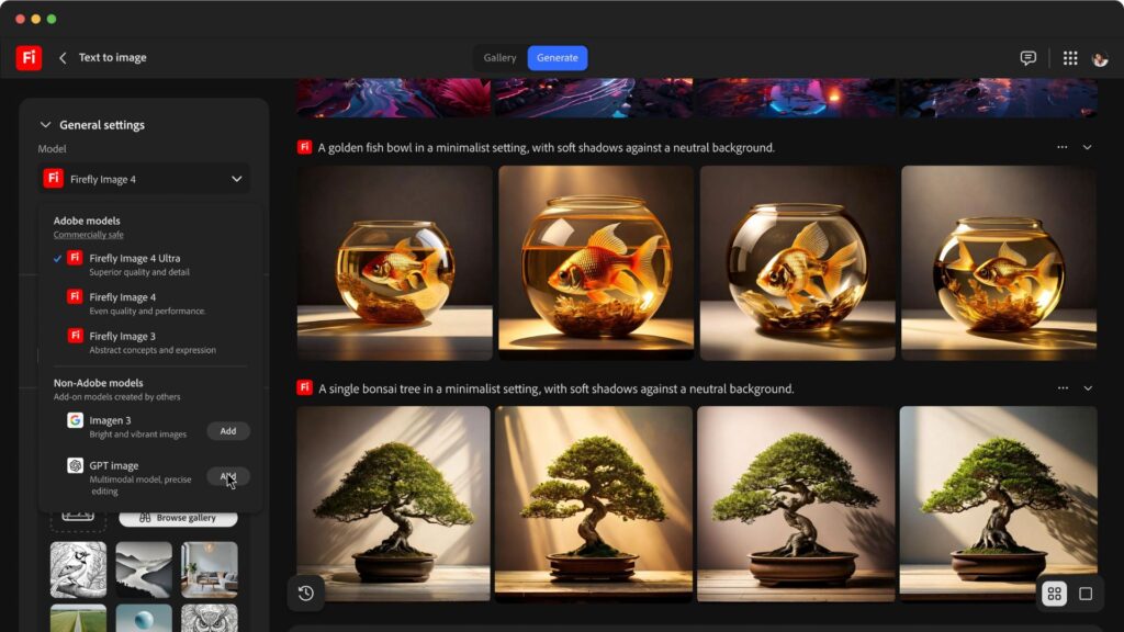 Le générateur d'images de ChatGPT dans Firefly // Source : Adobe