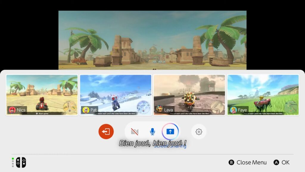Dans le mode GameChat de la Nintendo Switch 2, on peut voir l'écran de ses amis. Dans le mode GameChat de la Nintendo Switch 2, on peut voir l'écran de ses amis.