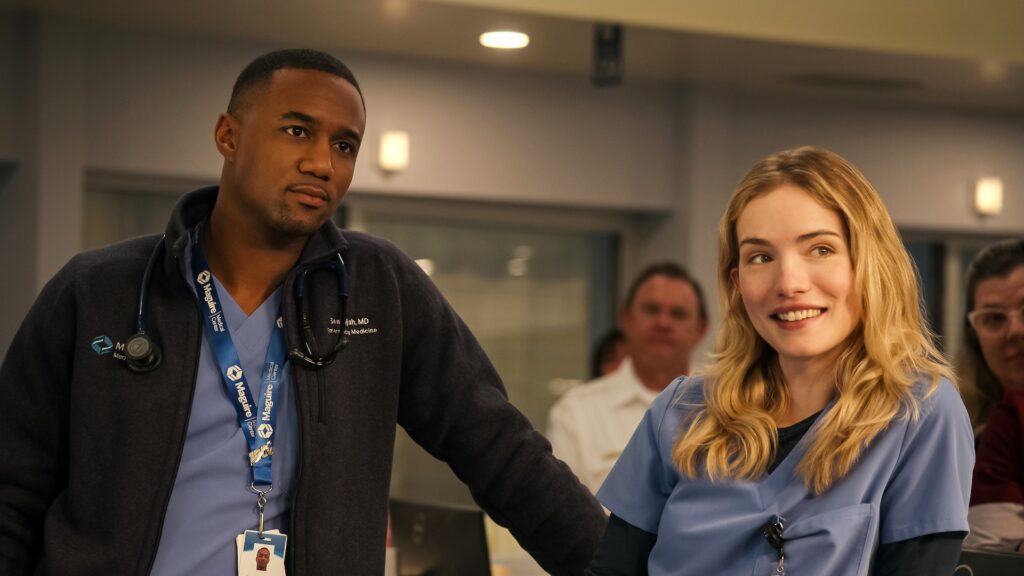 Jessie T. Usher et Willa Fitzgerald dans Pulse // Source : Netflix Jessie T. Usher et Willa Fitzgerald dans Pulse // Source : Netflix