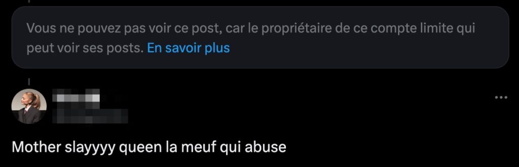 Un exemple de l'utilisation de « queen » sur X // Source : Numerama Un exemple de l'utilisation de « queen » sur X // Source : Numerama