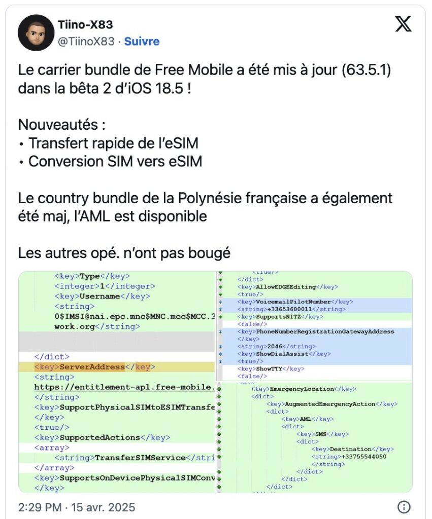 Free Mobile prépare une mise à jour de son bundle opérateur avec iOS 18.5.
