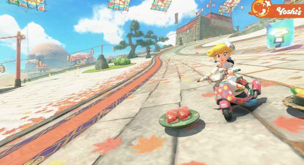 Peach porte un kimono après avoir mangé des sushis. Peach porte un kimono après avoir mangé des sushis.