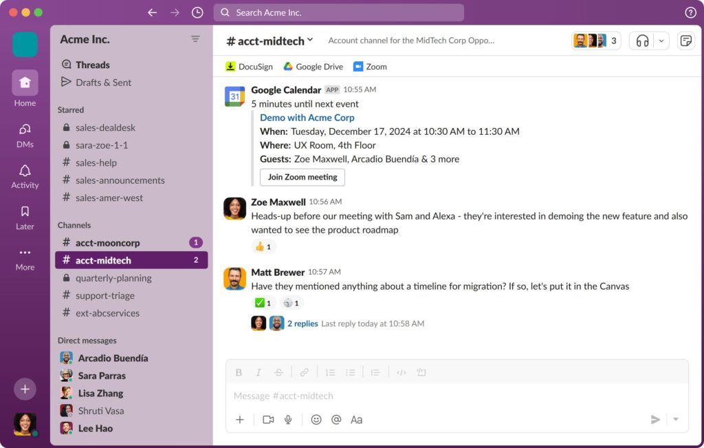 Slack, une plateforme basée sur des canaux de discussion Slack, une plateforme basée sur des canaux de discussion