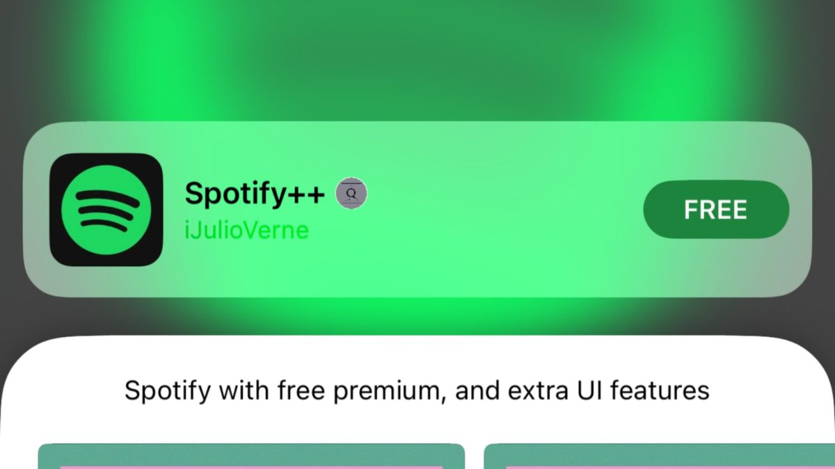 Un faux Spotify sans les pubs sur l'AltStore. // Source : Capture Numerama Un faux Spotify sans les pubs sur l'AltStore. // Source : Capture Numerama
