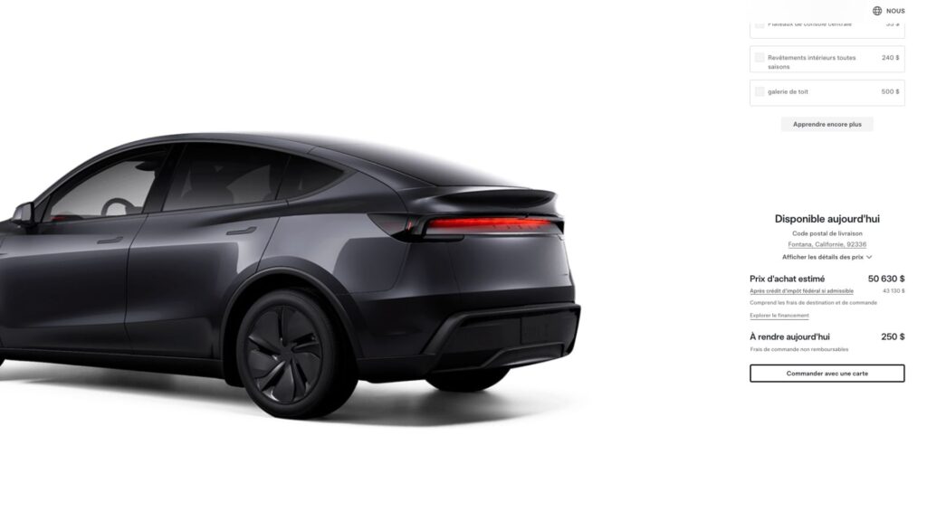 Il est possible de repartir avec un nouveau Model Y le jour-même aux États-Unis // Source : Tesla (Capture d'écran) Il est possible de repartir avec un nouveau Model Y le jour-même aux États-Unis // Source : Tesla (Capture d'écran)