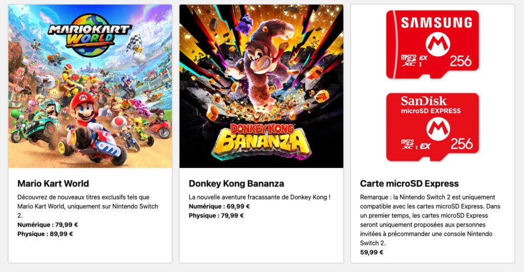 Les premiers jeux en précommande pour la Switch 2 // Source : Numerama Les premiers jeux en précommande pour la Switch 2 // Source : Numerama