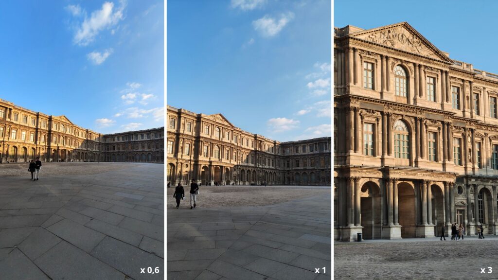 Le comparatif entre les trois capteurs photo du Nothing Phone (3a) Pro // Source : Numerama