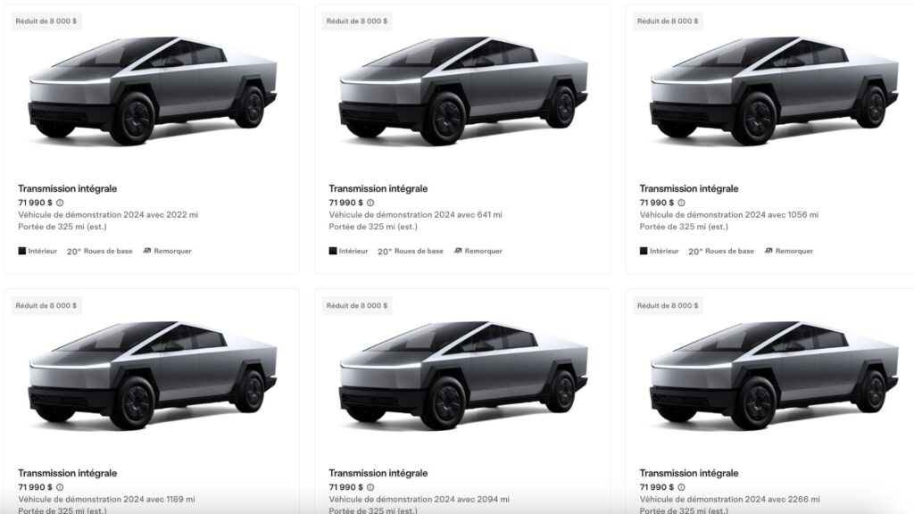 Tesla propose des remises pour écouler son stock de Cybertruck // Source : Tesla (capture d'écran)