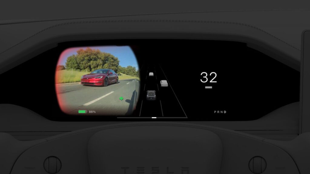 Les angles morts peuvent s'afficher sur l'écran conducteur des Tesla Model S et Model X // Source : Tesla