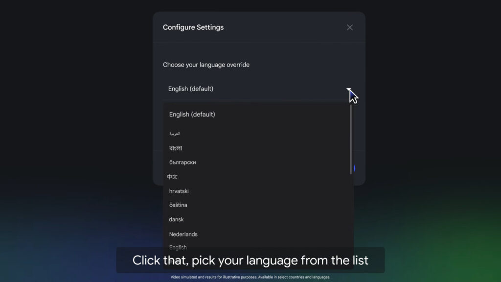 Le sélecteur de langages de NotebookLM. Le sélecteur de langages de NotebookLM.