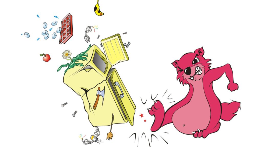 dessin cartoon d'une marmotte énervé sur son frigo // Source : Painter06_Pixabay dessin cartoon d'une marmotte énervé sur son frigo // Source : Painter06_Pixabay