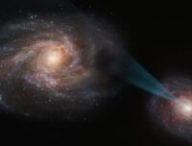Vue d'artiste de la «joute cosmique » // Source : ESO/M. Kornmesser Vue d'artiste de la «joute cosmique » // Source : ESO/M. Kornmesser