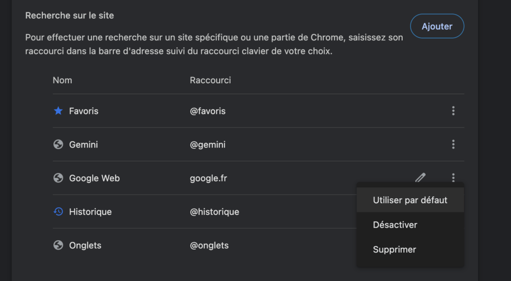 On peut ensuite définir ce paramètre de recherche par défaut // Source : Numerama On peut ensuite définir ce paramètre de recherche par défaut // Source : Numerama