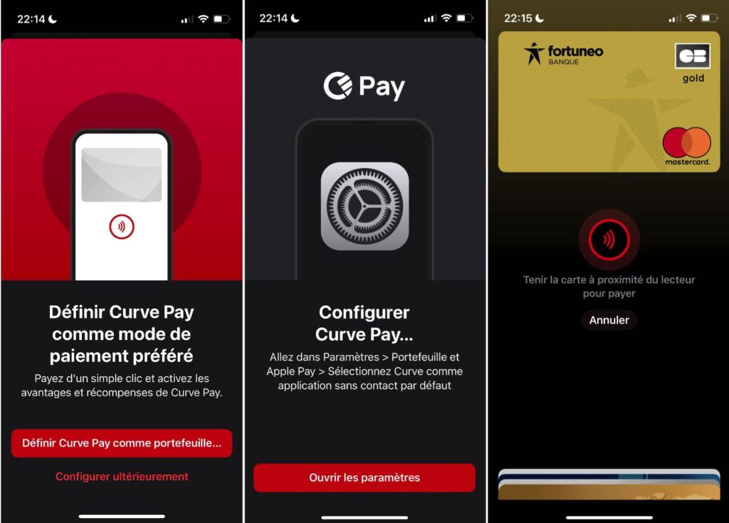 La configuration de Curve Pay sur iPhone. La configuration de Curve Pay sur iPhone.